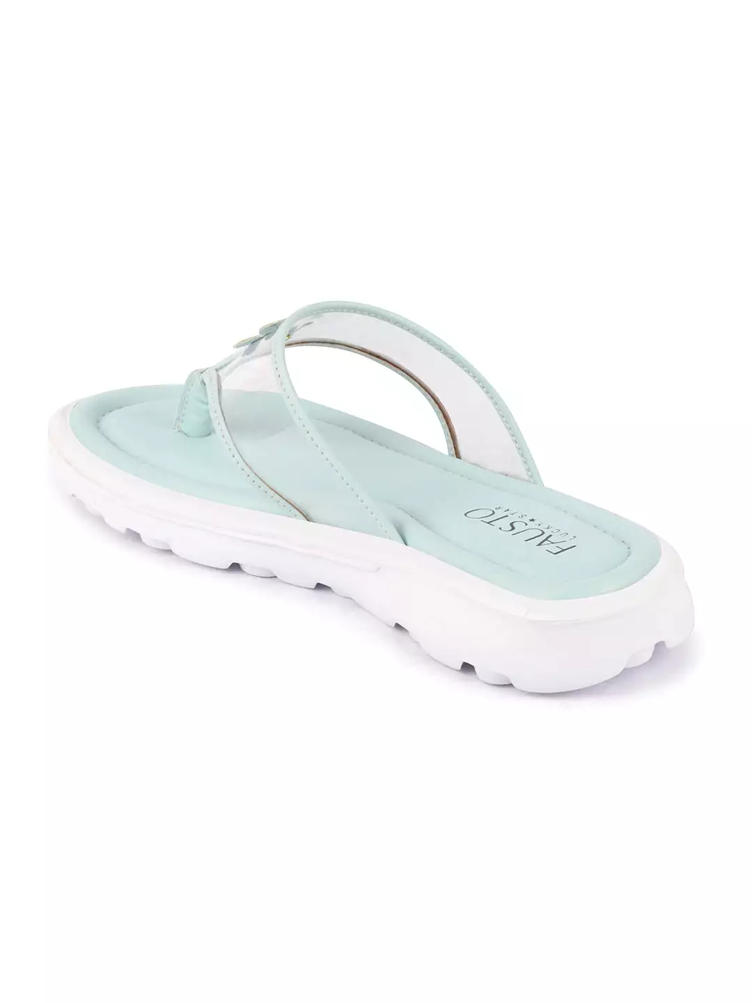 Women Sky Blue Casual Party Beach Fashion Stylish Floral Design Thong Flats Wedges Slipper