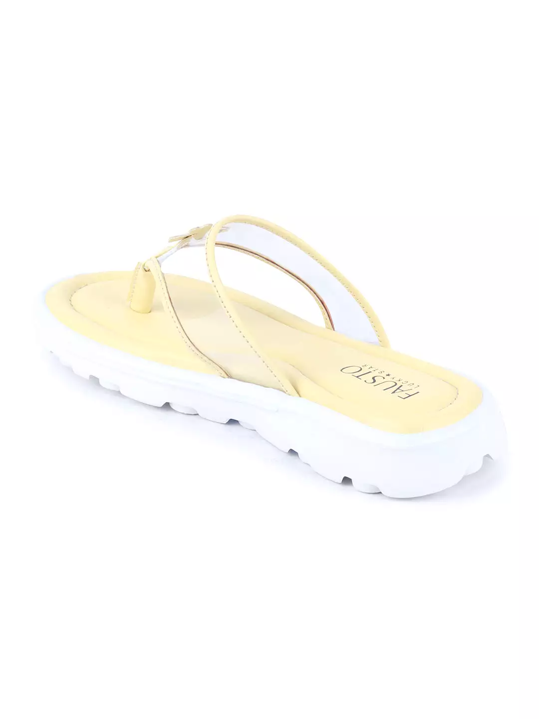 Women Yellow Casual Party Beach Fashion Stylish Floral Design Thong Flats Wedges Slipper