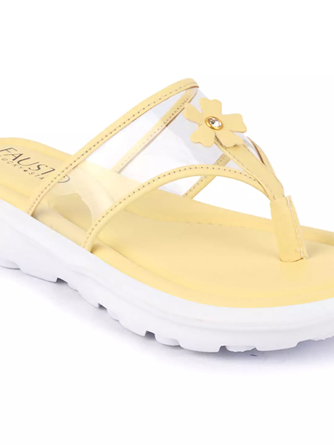 Women Yellow Casual Party Beach Fashion Stylish Floral Design Thong Flats Wedges Slipper