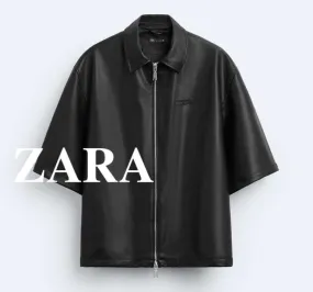 ZARA  |Faux Fur Street Style Plain Short Sleeves Shirts