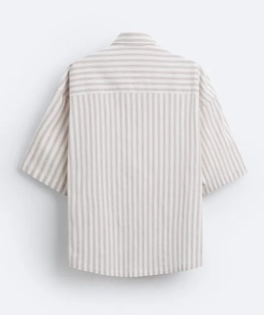 ZARA  |Stripes Cotton Short Sleeves Shirts